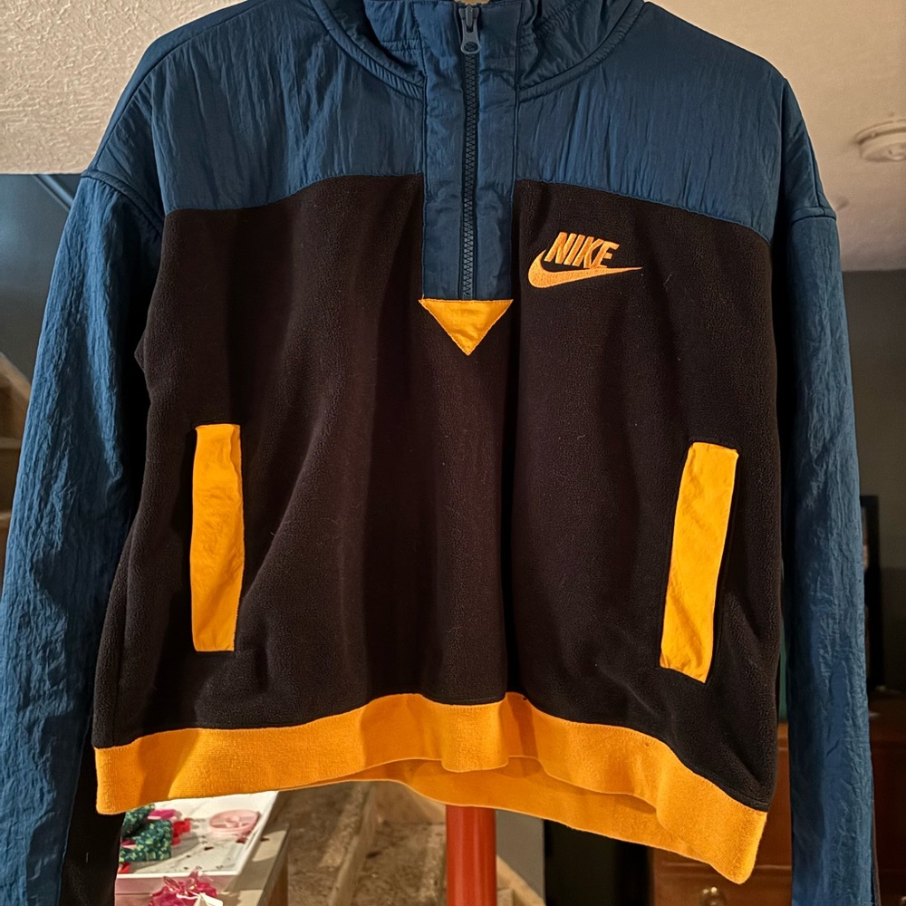 Nike Black and Navy Jacket with Orange Details